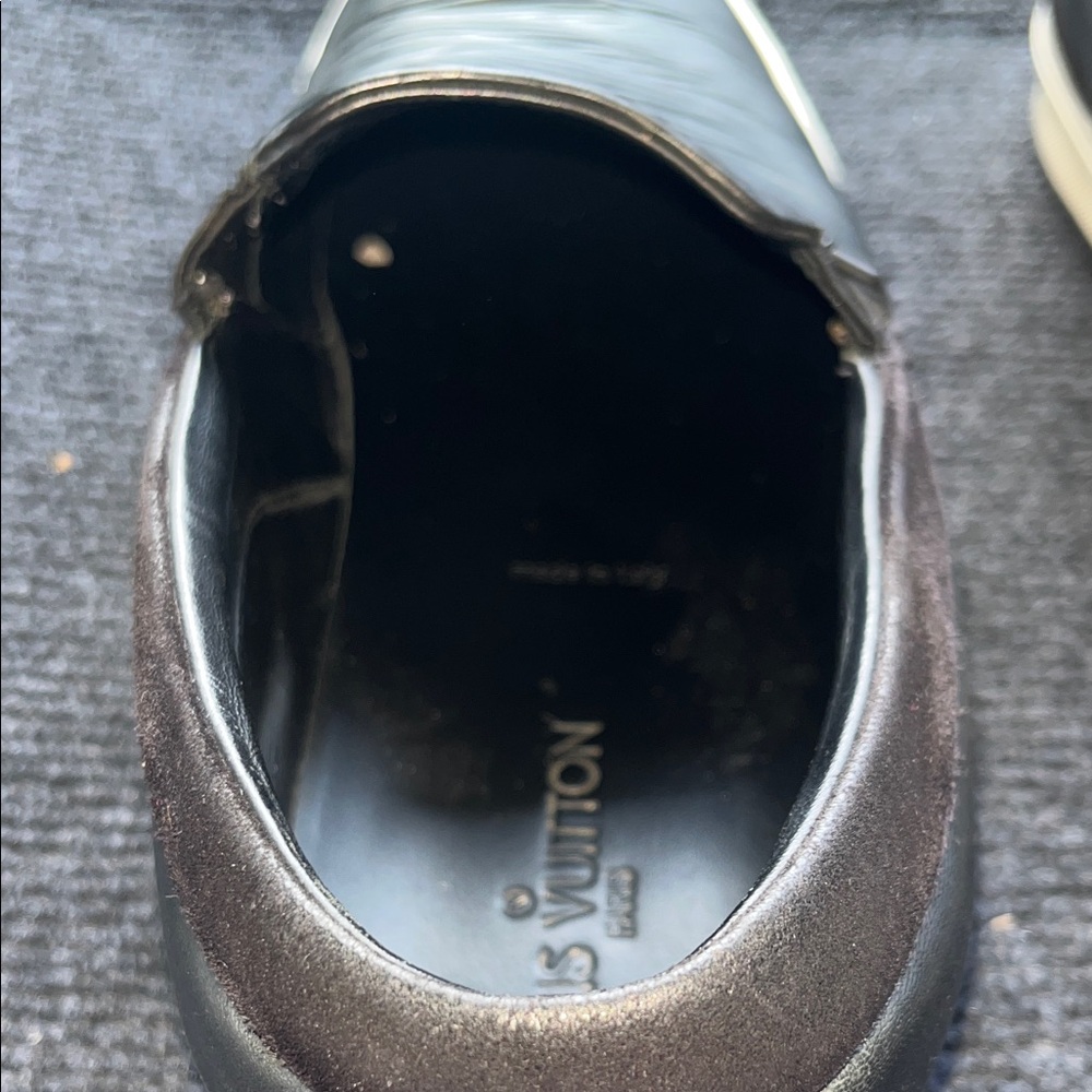 Louis Vuitton Black Textured Leather Slip-On Loafers - Picture 10 of 11